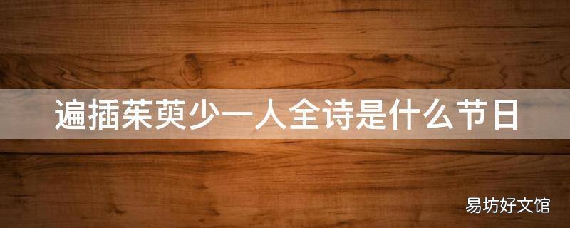 遍插茱萸少一人全诗是什么节日