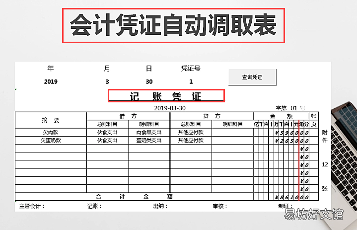 十二张会计凭证模板 会计记账凭证
