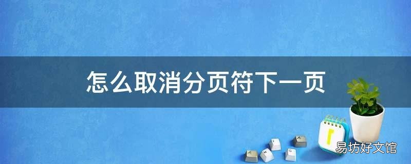 怎么取消分页符下一页