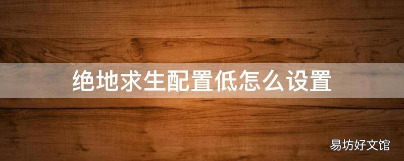 绝地求生配置低怎么设置