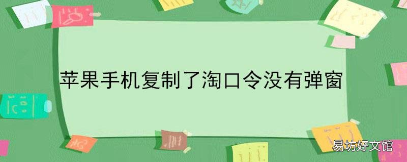 苹果手机复制了淘口令没有弹窗