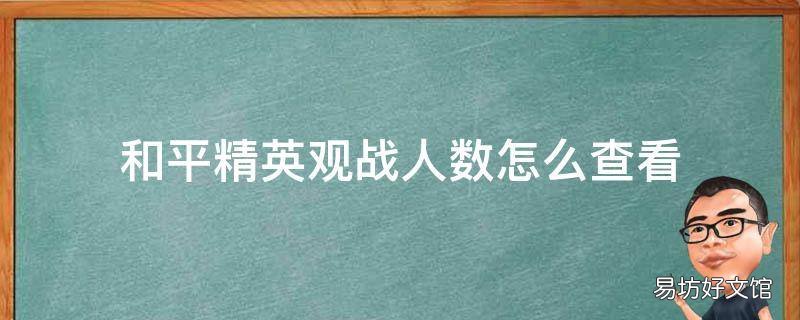 和平精英观战人数怎么查看