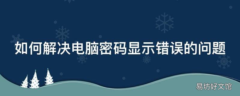 如何解决电脑密码显示错误的问题