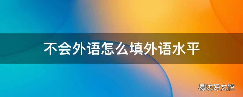 不会外语怎么填外语水平