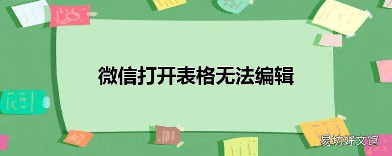 微信打开表格无法编辑