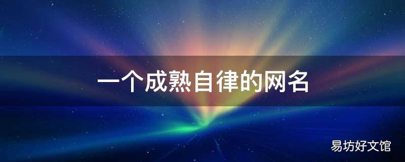 一个成熟自律的网名