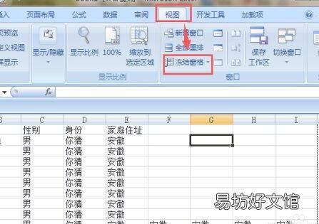 怎么冻结表格的某一行和某一列