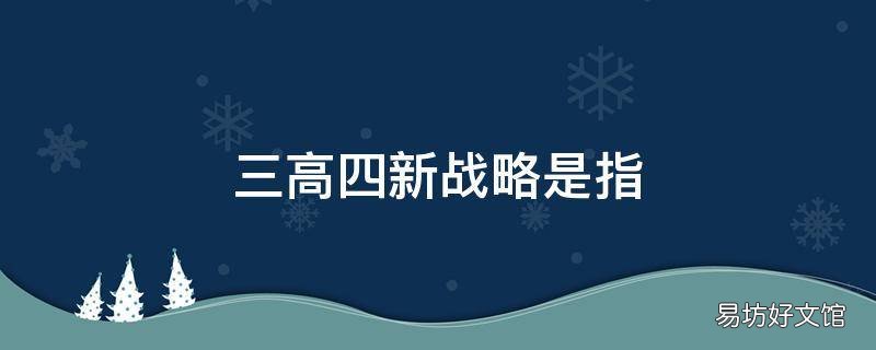 三高四新战略是指