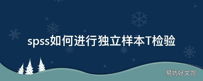 spss如何进行独立样本T检验