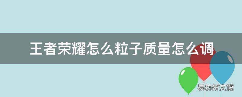王者荣耀怎么粒子质量怎么调