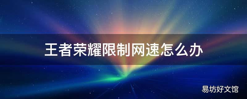 王者荣耀限制网速怎么办