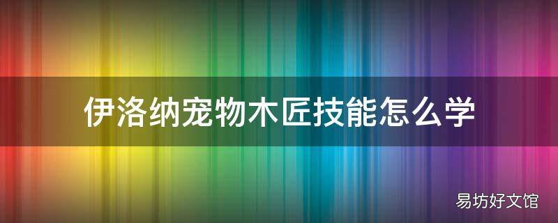 伊洛纳宠物木匠技能怎么学