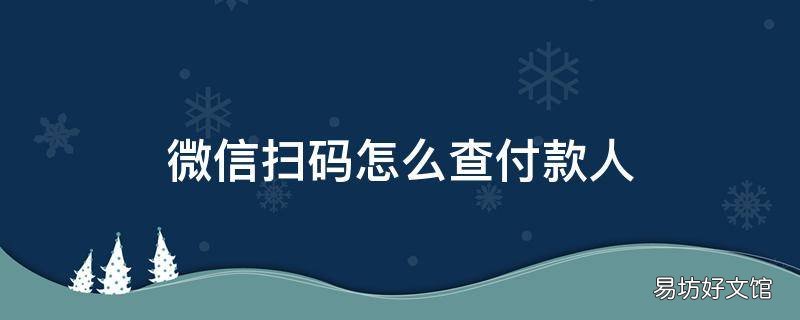 微信扫码怎么查付款人