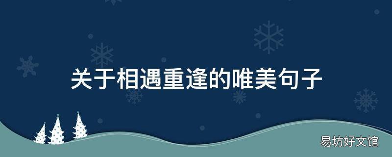 关于相遇重逢的唯美句子
