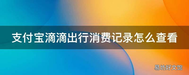 支付宝滴滴出行消费记录怎么查看