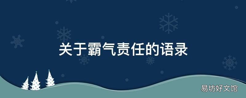 关于霸气责任的语录