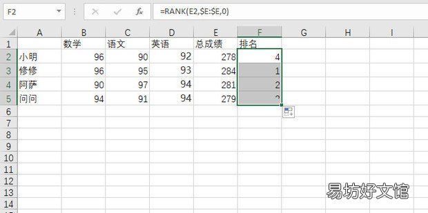 excel函数公式之数据排名、排序技巧与方法
