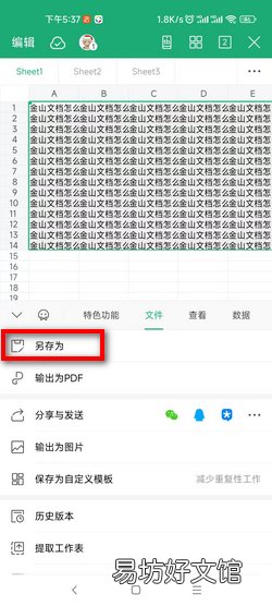 金山文档怎么转换成excel文档