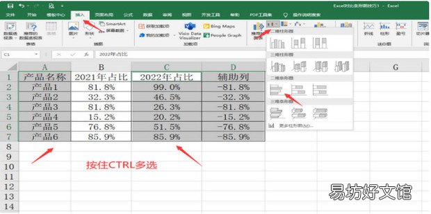 excel对比条形图怎么做