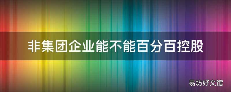 非集团企业能不能百分百控股