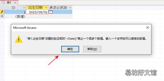 access如何设置只能输入系统时间以前的日期
