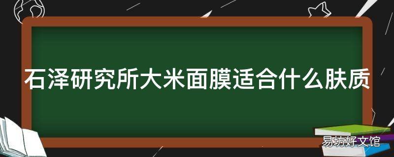 石泽研究所大米面膜适合什么肤质