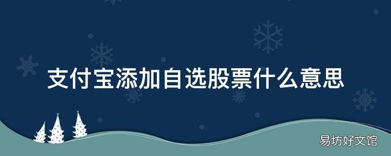 支付宝添加自选股票什么意思
