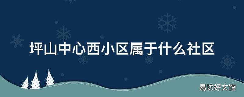 坪山中心西小区属于什么社区