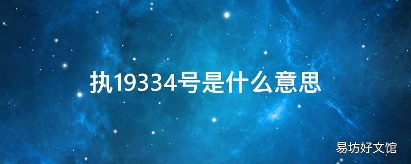 执19334号是什么意思