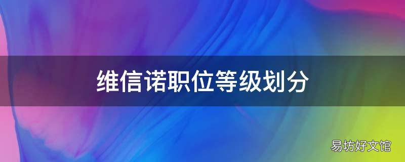 维信诺职位等级划分