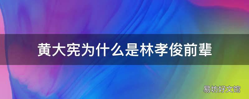 黄大宪为什么是林孝俊前辈