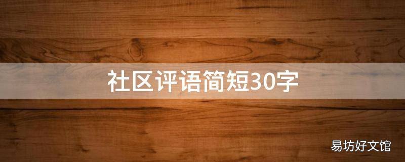 社区评语简短30字