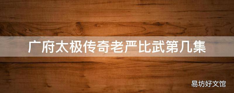 广府太极传奇老严比武第几集