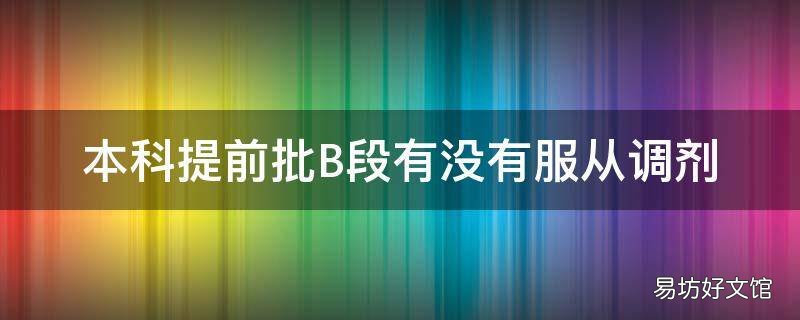 本科提前批B段有没有服从调剂