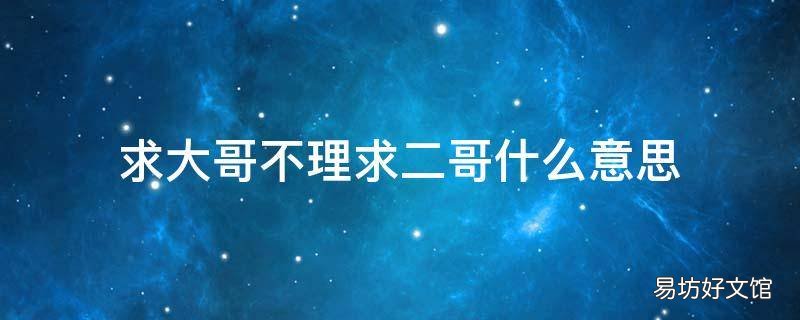 求大哥不理求二哥什么意思