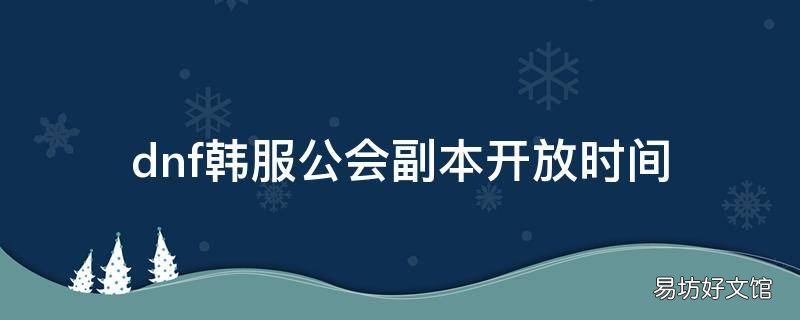 dnf韩服公会副本开放时间
