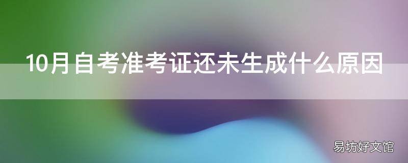 10月自考准考证还未生成什么原因