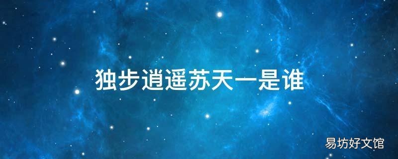 独步逍遥苏天一是谁