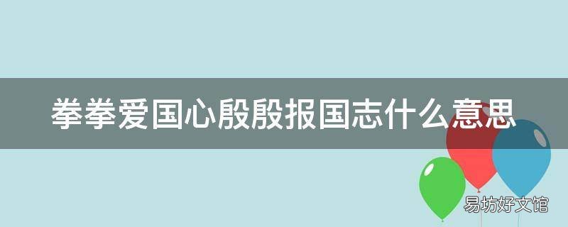 拳拳爱国心殷殷报国志什么意思