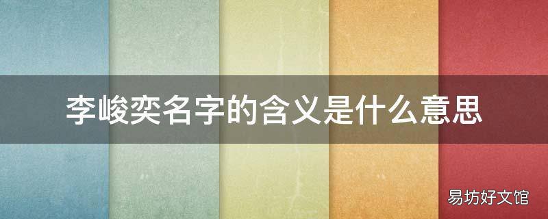 李峻奕名字的含义是什么意思