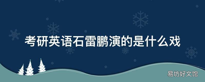 考研英语石雷鹏演的是什么戏