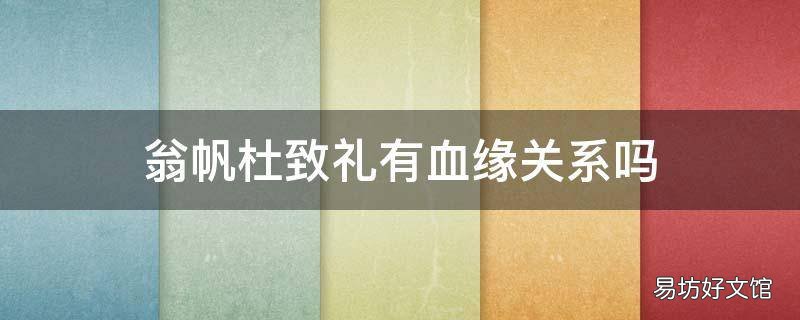 翁帆杜致礼有血缘关系吗