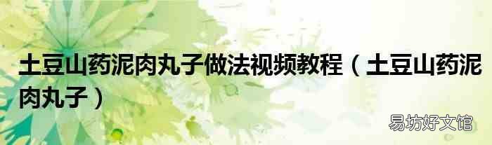 土豆山药泥肉丸子 土豆山药泥肉丸子做法视频教程