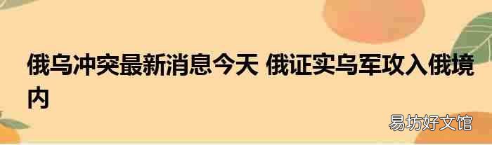 俄乌冲突最新消息今天 俄证实乌军攻入俄境内