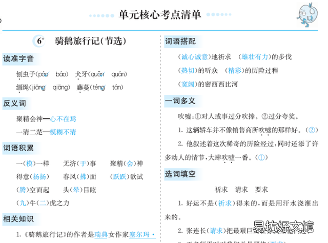 部编版小学语文六年级下册单元知识点汇总