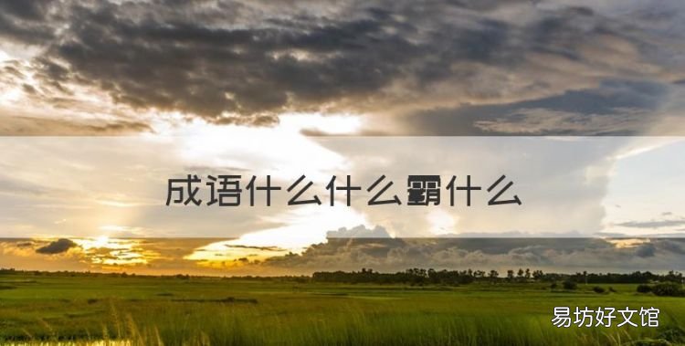 成语什么什么霸什么，带有霸字的成语有哪些
