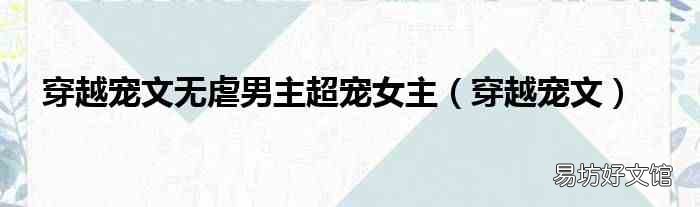 穿越寵文 穿越寵文無虐男主超寵女主