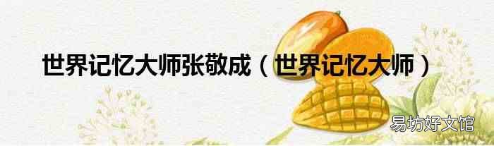 世界記憶大師 世界記憶大師張敬成