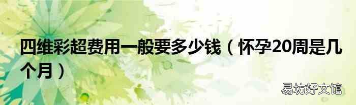 怀孕20周是几个月 四维彩超费用一般要多少钱