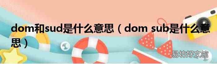 dom sub是什么意思 dom和sud是什么意思